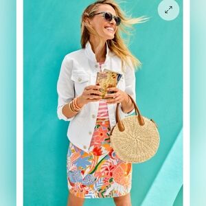 Talbots floral print skirt size 2 pink orange colorful A-line lined